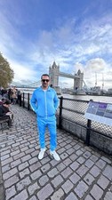 Men's Blue Polyester Tracksuit Set Jogging Outfit Gym Travel Activewear