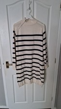 Ladies jumper dress cream and black size L  worn once excellent condition