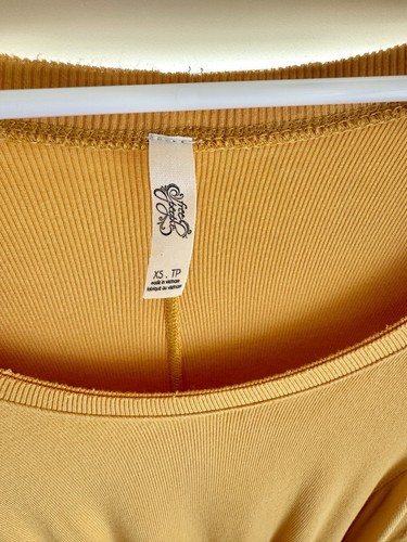 Free People We The Free Long Sleeve Ribbed Tunic Top – XS Mustard Yellow Boho - Picture 3 of 5