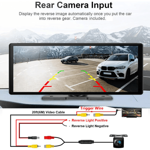 10" Portable Wireless Apple Carplay Android auto Car Stereo Radio Back /Dash Cam - Picture 4 of 14