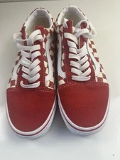 VANS OLD SKOOL SHOES RED WHITE 500714 CHECKERED Uni Sex LACE UP MENS 7.5 SKATE