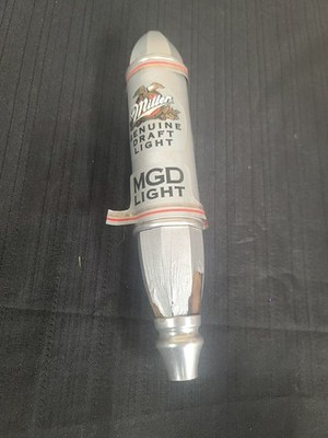 MGD Miller Genuine Draft Light Beer Tap Handle 12 Inch Cylinder Silver