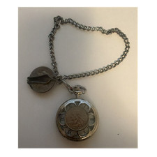 Silver Full Hunter Mechanical Pocket Watch Roman Numerals with Chain