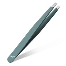 Precision Slant Tip Tweezers - Stainless Steel Eyebrow Ingrown Hair Tool