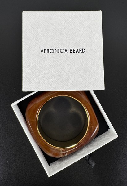 Alternate view of $150 Veronica Beard Nib Auth Tortoise Sculpted Resin Bangle Bracelet Gold Plated