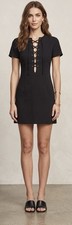 Reformation Caroline mini dress, black short sleeves Lace Up Grommet Size Medium