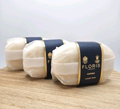 NEW Floris London Cefiro Scent Luxury Soap Set of 3 (3.5 oz Each)   In Box RARE