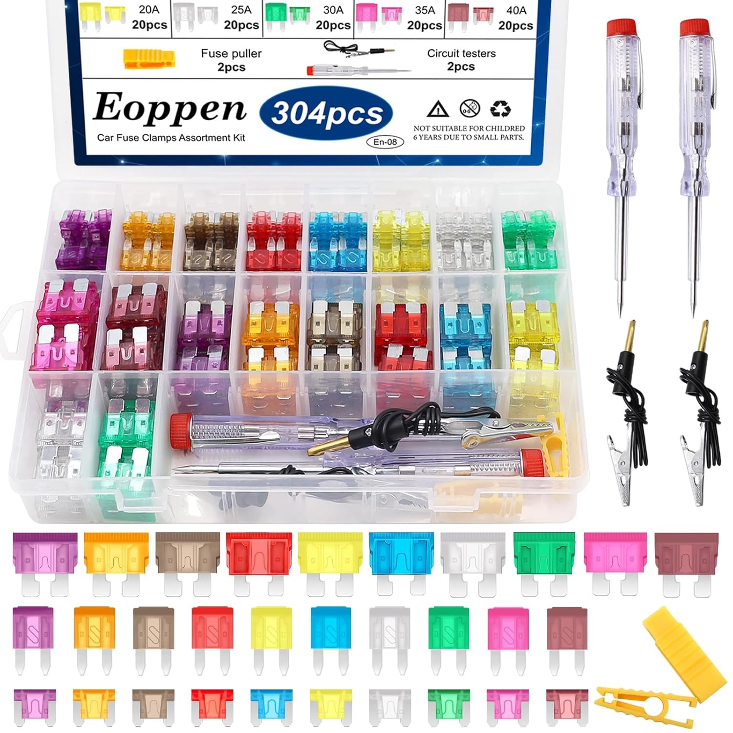 304Pcs Car Fuses Assortment Kit with Fuse Puller and - 3 Style 