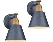 Modern Wall Sconces Set of 2 Blue Hammered Look Metal Vanity Light E26 60W 8.3"