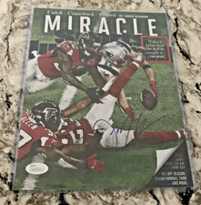 NE PATRIOS JULIAN EDELMAN THE CATCH SIGNED 8X10 PHOTO JSA COA