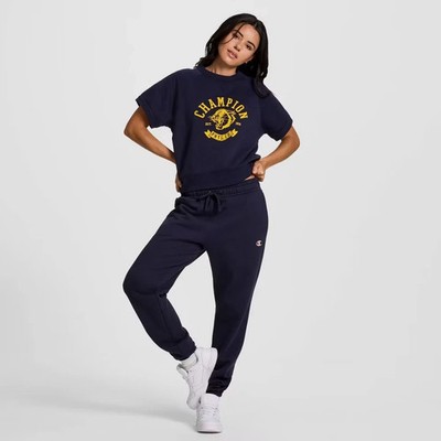 【GOLF】Champion Navy Short Sleeve Sweat Champion Short Sleeve Fleece Top/sweatshirt - Navy Blue large for