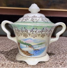 Vintage Cronin pottery sugar bowl 3” Tall 4” Dia Made In USA 1950s