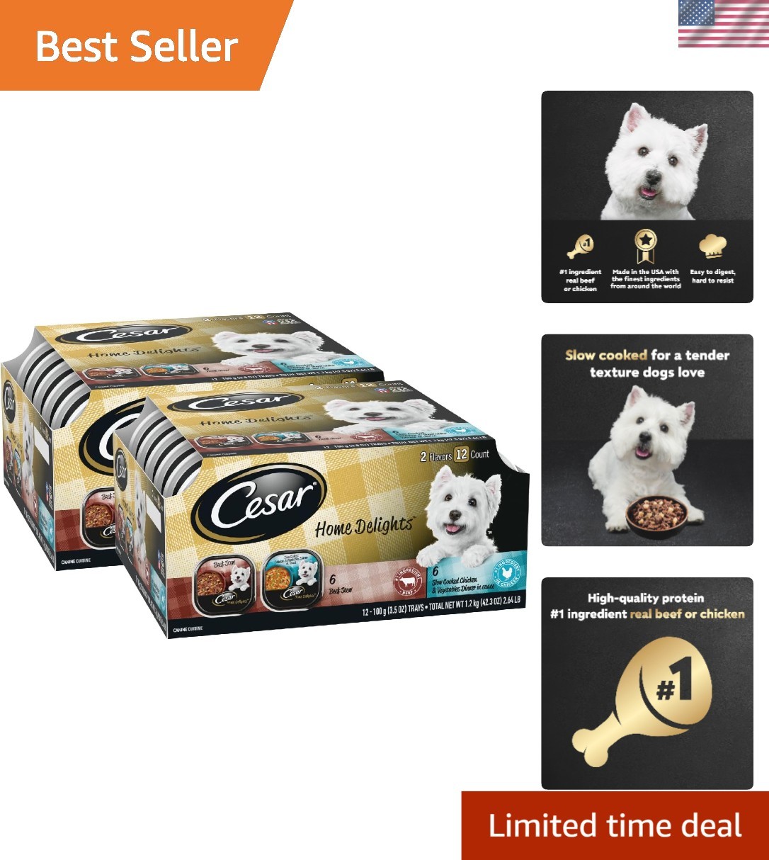 Chicken & Vegetables Dinner in Sauce – Home Delights Wet Dog Food, 3.5 oz Trays