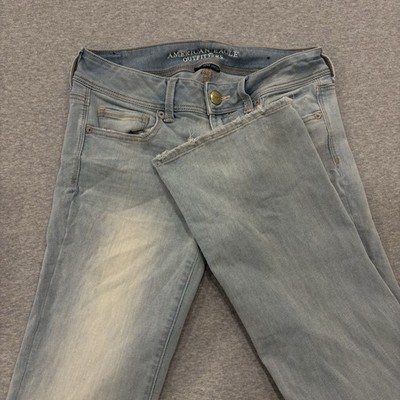 American Eagle Kick Boot Jeans Women s Size 10 (30x31) Blue Light Wash Denim