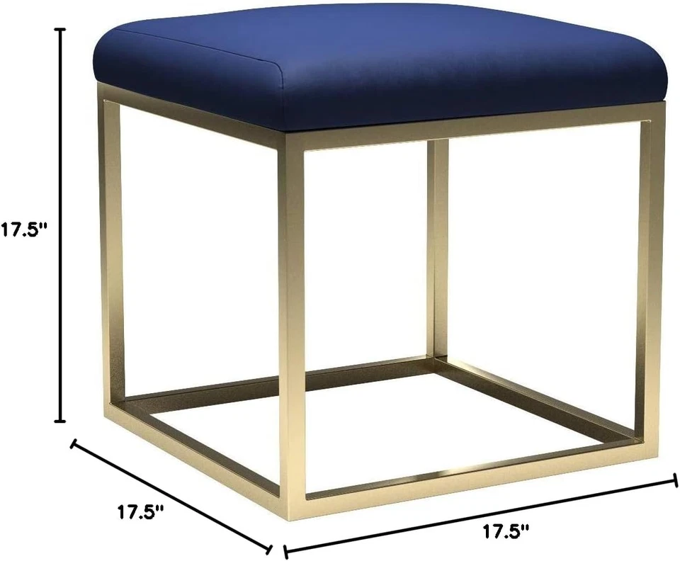 Anticipate Velvet Upholstered Modern Ottoman with Stainless Steel Frame in Gold - Image 3 of 4