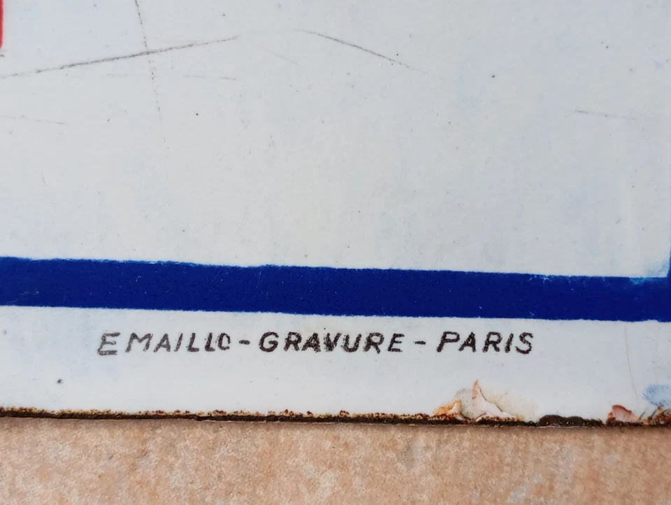 Authentique plaque Émaillée Double Face Vins du Postillon - Photo 3/4