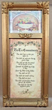 Vintage Home Interiors Ten Commandments Gold Framed Wall Art 20" Tall USA Made