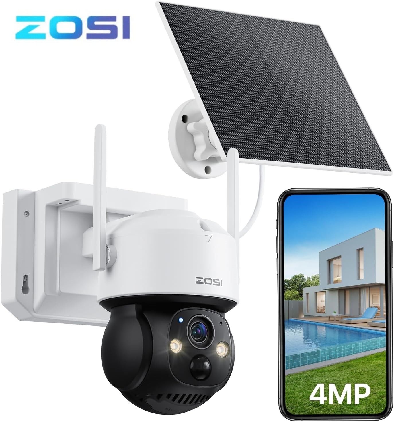 ZOSI C291 4MP Wireless Battery Security Outdoor PTZ Camera with Solar Panel 32GB