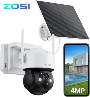 ZOSI C291 4MP Wireless Battery Security Outdoor PTZ Camera with Solar Panel 32GB