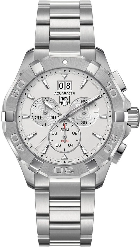 Relógio masculino Tag Heuer Aquaracer CAY1111.BA0925 mostrador prata cronógrafo