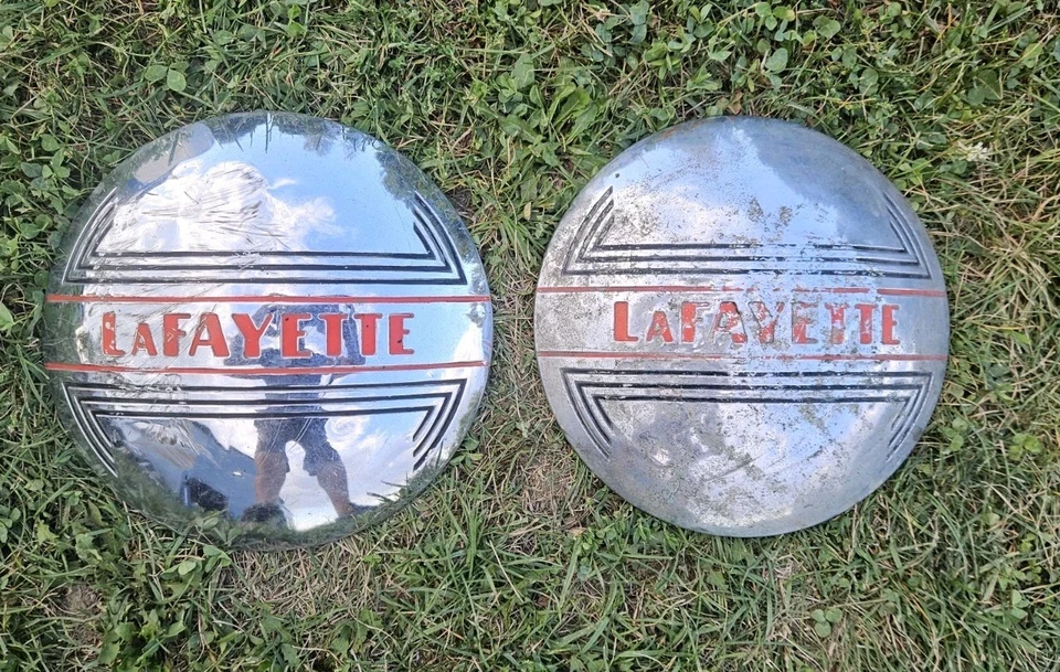 Par 2 Tapacubos Nash Lafayette 400 1937-1938 Tapacubos 37 38 Pintura Original Foto 2 de 4