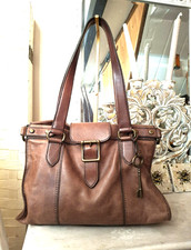 Autentica borsa a tracolla FOSSIL marrone medio VERA PELLE Gladstone chiave media