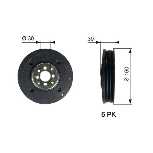 Poulie vilebrequin Gates TVD1004 Drivealign pour moteur TDI Audi et VW