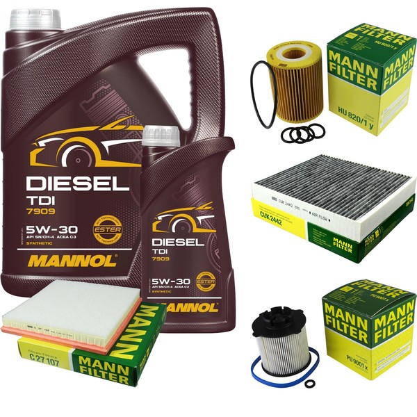 Inspektionspaket 6L Mannol Diesel TDI 5W-30 FüR Opel Astra J Caravan 1.7 Cdti-image