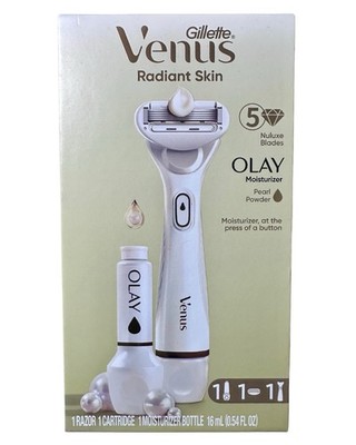 Gillette Venus Radiant Skin Women's Razor Set Olay Moisturizer Pearl Powder NIP