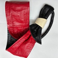 Vintage 1980s Black Red Reversible Leather Belt Medium
