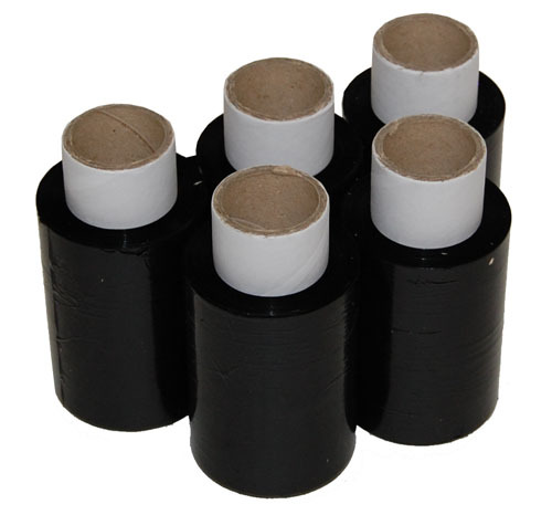 Mini Hand Pallet Wrap Stretch Film 100mm x 150m x 15mu Black Pack of 5 Rolls
