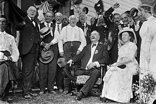 New 5x7 Civil War Photo: Veterans Cheer General Dan Sickles at Gettysburg