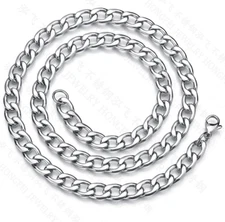 Stainless Steel Cuban Curb Chain Silver 16"-30" Men Necklace 2/3/5/7/9/11/13mm