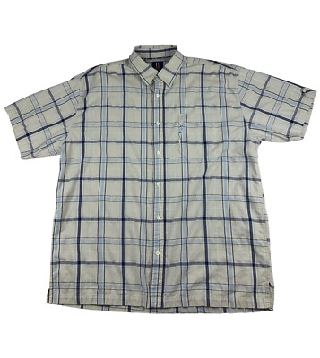 Phat Farm Men's Collared Button Up Shirt Blue/White Plaid Size 2XL