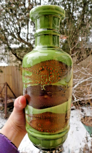 Eames Era Royal Haeger Earth Wrap Modernist Vase - Unusual Avocado Green Glaze