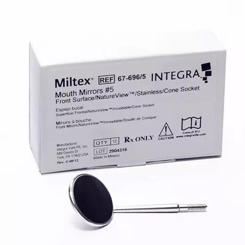 Miltex Cone Socket Magnifying Autoclavable Metal mouth Mirror Size#5 (12/Box) - Picture 1 of 1