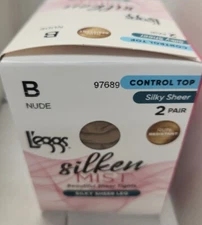 L'eggs size B, color NUDE, Silky Sheer Legs Control Top, 97689,  2 pack