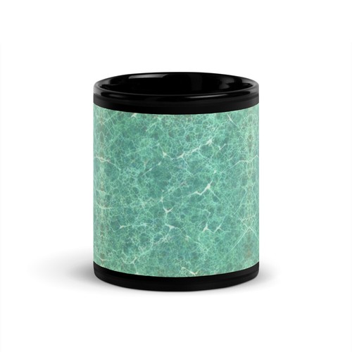 Ceramic Coffee Mug "Beach Glass Marble" Black Glossy Mug - Picture 4 of 7