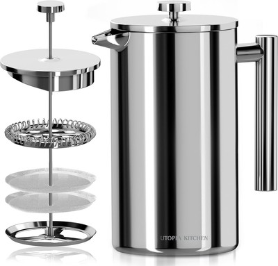 Kitchen Stainless Steel French Press Coffee Maker 32 Oz, French Press Tea Maker