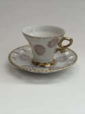 VINTAGE  KANEKOH Fine China Footed 1 Tea Cup and Saucer Japan Asian Art Pattern
