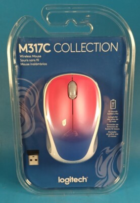 Pink & Blue Logitech M317C (910-005836) Wireless Optical Mouse