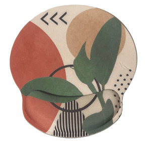 Boho Ergonomic Gel Mouse Pad Wrist Support Green Peach Beige