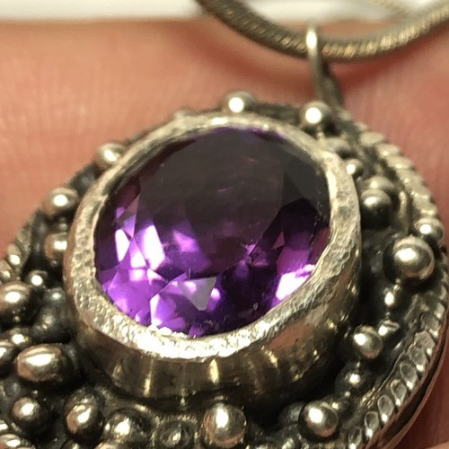 143 Ct Tw Natural Large Brazilian Amethyst 925 Sterling Silver Pendant Necklace - Picture 13 of 16