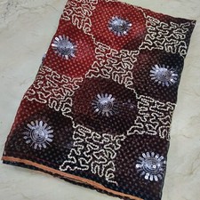 Indian Classic Wedding Dupatta Sequins Scarf Beaded Georgette Veil Stole Hijab L