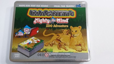 Magnetic Mighty Mind Zoo Adventures Travel Game Age 4-9 Tin Container Shapes 