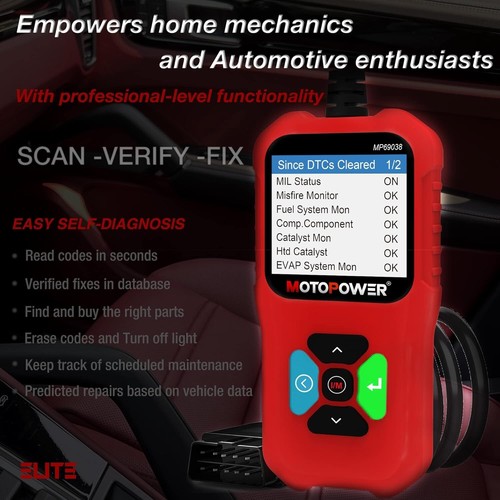 MOTOPOWER MP69038 Car OBD2 Scanner Code Reader Engine Fault Code Reader Scan Too - Picture 6 of 15
