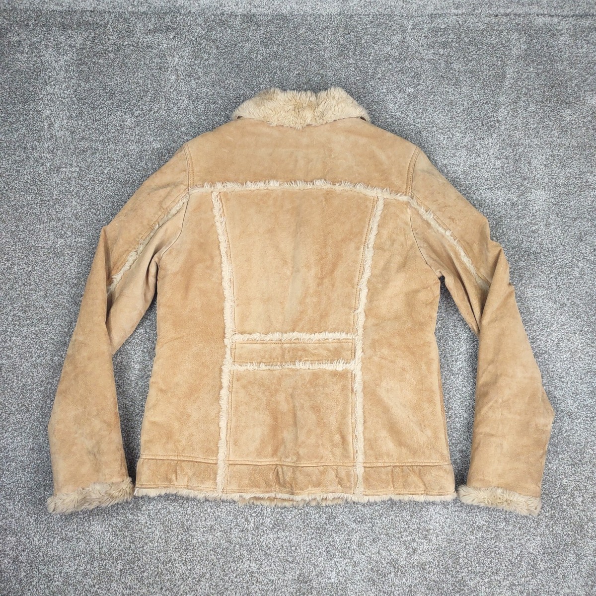 Vtg Wilsons Leather Jacket Womens Tan Shearling Suede Lined