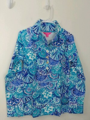 NWT LILLY PULITZER CAPTAIN POPOVER Turquoise Oasis Half Shell Size Medium UPF 50