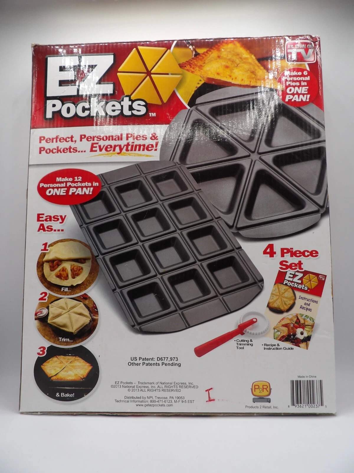 EZ Pockets 4 Piece Set w/ Trimming Tool and Recipe Book New in Box As Seen on TV