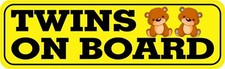 10in x 3in Twins on Board Vinyl Sticker Car Truck Vehicle Bumper Decal